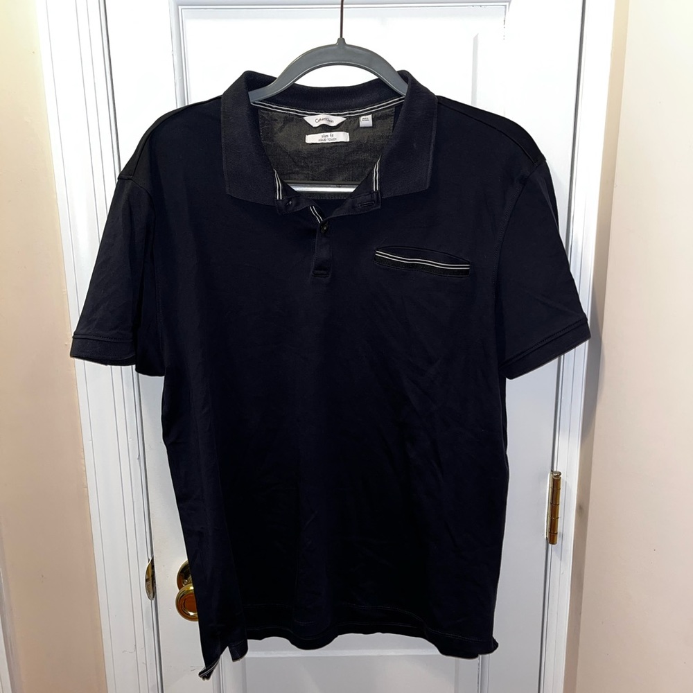 Calvin Klein Navy Blue Polo Shirt (Large)